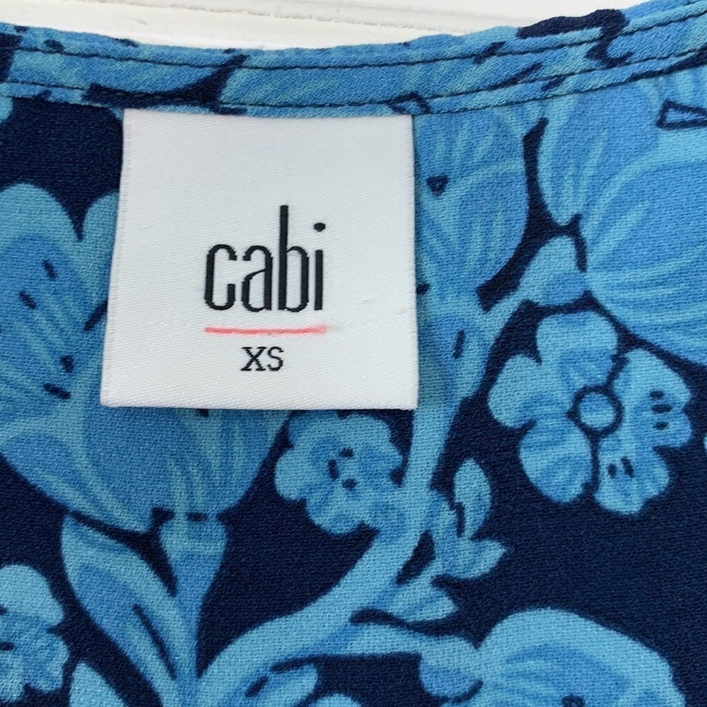 Cabi Java Blue Floral Drawstring Waist Dress Euc … - image 6